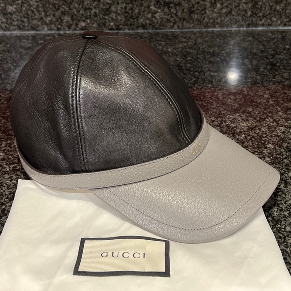 GUCCI LEATHER Black/Gray Diana Baseball Hat - Picture 13 of 13